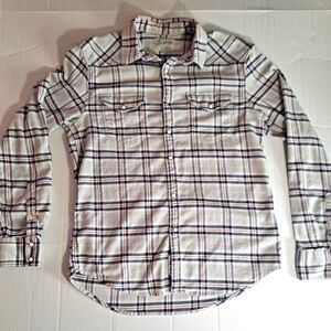 Lucky Brand flannel pearl snap up shirt red and blue plaid pattern men's M